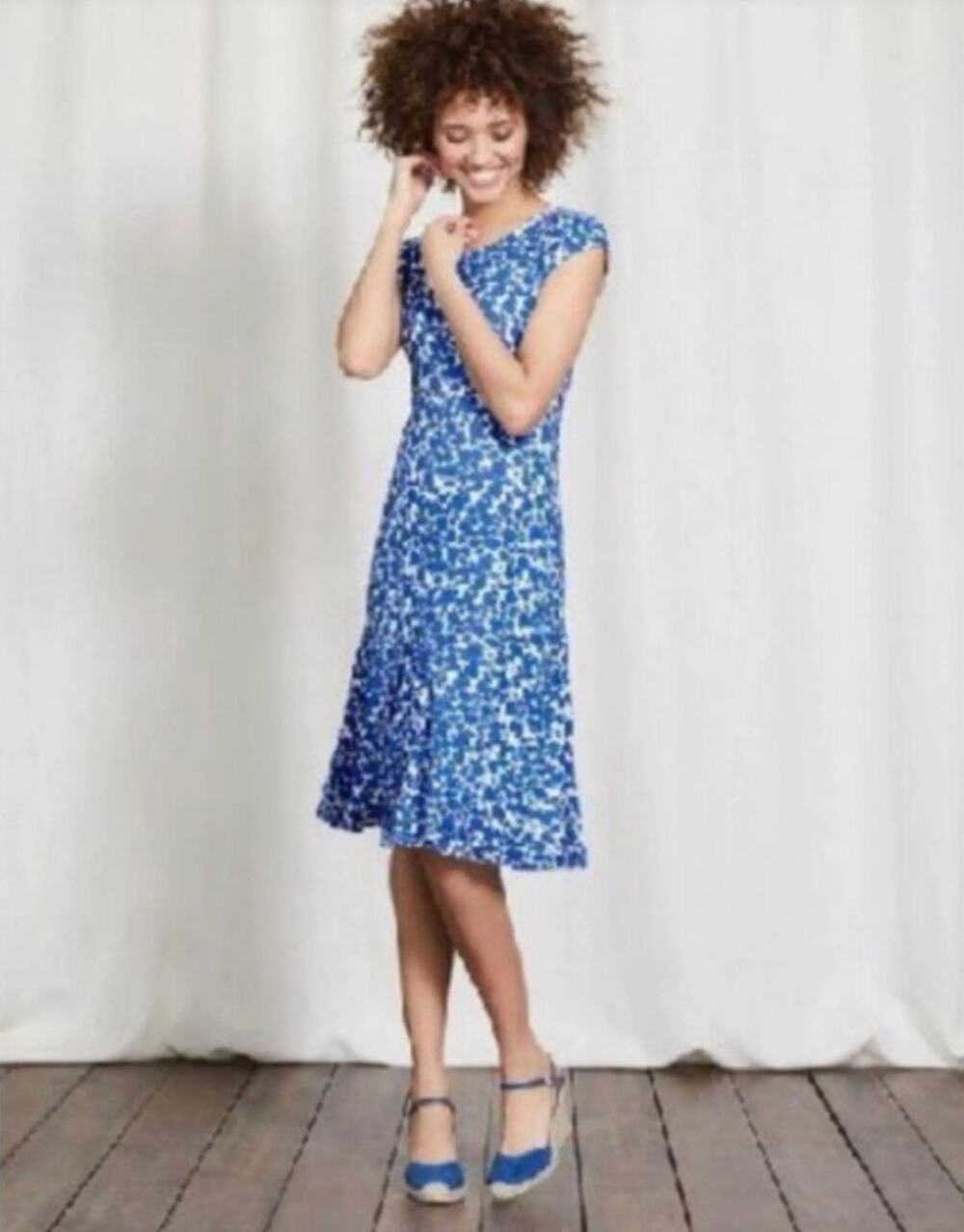 Boden Floral Midi Dress Fit Flare Preppy Coastal Grandmother Casual Brunch 6